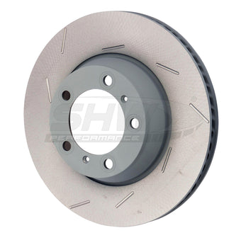 compare product SHW 11-16 Porsche Panamera 4 3.6L w/o Ceramic Brakes Left Rear Slotted MB Brake Rotor (971615601P)