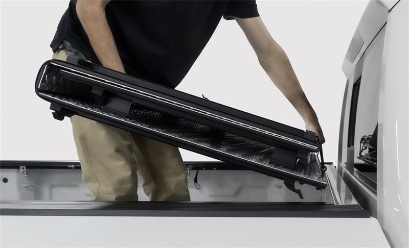 Access LOMAX Tri - Fold Cover 16 - 20 Toyota Tacoma 6in Box Split Rail - Black Urethane - My Store