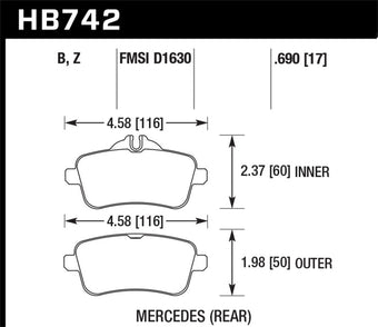 compare product Hawk 12-15 Mercedes-Benz ML350/550 HPS 5.0 Rear Brake Pads