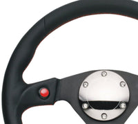 NRG Reinforced Steering Wheel (320mm) Blk Leather w/Dual Buttons - My Store