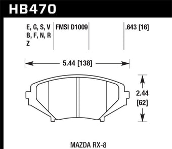 compare product Hawk 05-11 Mazda RX-8 1.3L 40th Anniversary Edition Front ER-1 Brake Pads