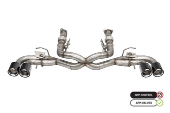 compare product Corsa 2020-2025 Chevrolet Corvette C8 RWD 3in Delete 4 Valve Cat-Back w/NPP w/4.5in CF Polished Tips