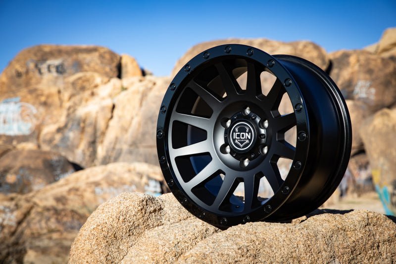 ICON Compression 17x8.5 5x5 - 6mm Offset 4.5in BS 71.5mm Bore Double Black Wheel - My Store