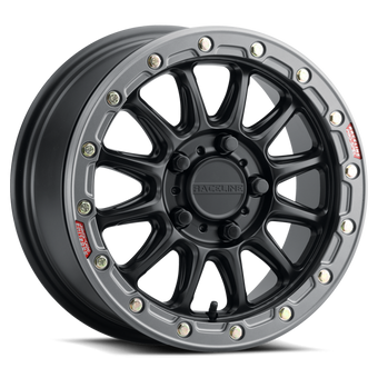 compare product Raceline A14BG Alpha 15x7in/5x114.3 BP/53mm Offset/68mm Bore - Black & Gunmetal Ring Beadlock Wheel