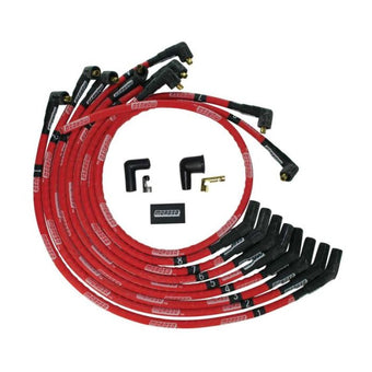 compare product Moroso SB Ford 260/289/302 135 Deg Plug Boots Non-HEI Sleeved Ultra Spark Plug Wire Set - Red