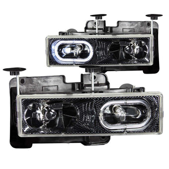 compare product ANZO 1988-1998 Chevrolet C1500 Crystal Headlights Carbon w/ Halo