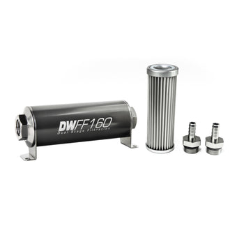 compare product DeatschWerks Stainless Steel 3/8in 5 Micron Universal Inline Fuel Filter Housing Kit (160mm)