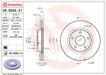 compare product Brembo OE 13-19 Nissan Sentra UV Coated Brake Disc - Front