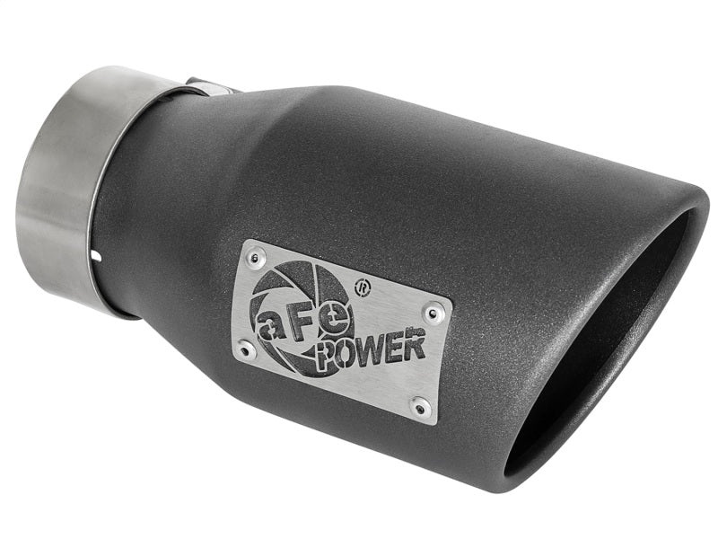 aFe MACH Force - Xp 3in 304 SS Metallic Black Exhaust Tip 3in In x 4 - 1/2in Out x 9in L Clamp - On Right - My Store
