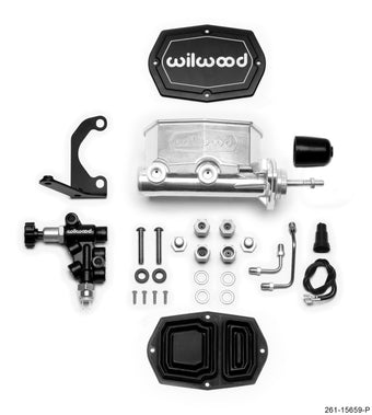 compare product Wilwood Compact Tandem M/C - 7/8in Bore w/RH Bracket and Valve (Pushrod) - Ball Burnished