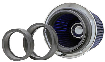 compare product K&N Universal Air Filter Chrome Round Tapered Blue - 4in Flange ID x 1.125in Flange Length x 5.5in H