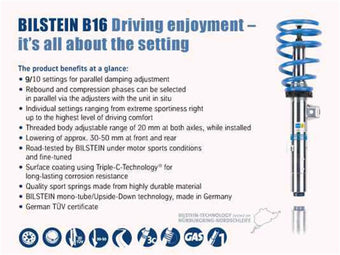 compare product Bilstein B16 (PSS10) 12-13 BMW 328i 2.0L & 3.0L/335i 3.0L Front & Rear Performance Suspension System
