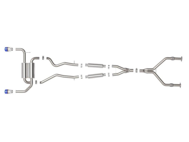 aFe 14 - 15 Infiniti Q50 V6 3.7L Takeda 2 - 1/2in 304 SS Cat - Back Exhaust System w/ Blue Flame Tips - My Store
