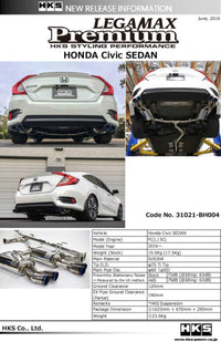HKS LEGAMAX Premium HONDA CIVIC SEDAN FC - My Store