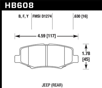 compare product Hawk 2007-2011 Dodge Nitro R/T HPS 5.0 Rear Brake Pads