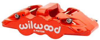 compare product Wilwood Caliper - Aero4-DS Forged Four-Piston Caliper Black 1.38in Piston 1.10in Rotor - Red