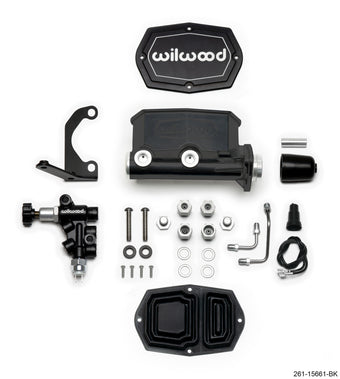compare product Wilwood Compact Tandem M/C - 1in Bore w/RH Bracket and Valve - Black