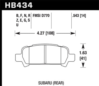 compare product Hawk Subaru Baja/Forester/Impreza/Legacy DTC-60 Race Rear Brake Pads
