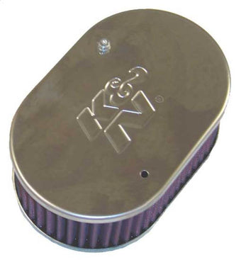 compare product K&N Universal Custom Air Filter - Oval Shape 2in Neck Flange / 5.25in ID / 2.5in Height - Red