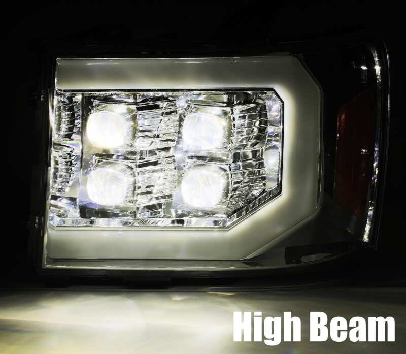 AlphaRex 07 - 14 GMC 2500HD NOVA LED Proj Headlight Plank Style Matte Blk w/Activ Light/Seq Signal/DRL - My Store