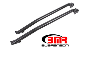 compare product BMR 79-04 Fox Mustang Hardtop Only Weld-On Boxed STD. Subframe Connectors - Black Hammertone