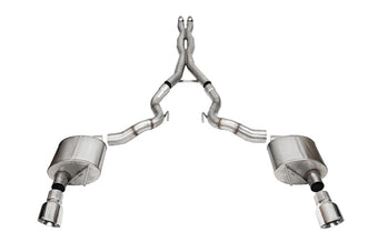 compare product Corsa 24+ Ford Mustang GT Conv. Xtreme CatBack Ex. Sys. 3.0in Dual Rear Exit w/4.5in Pro Series Tip