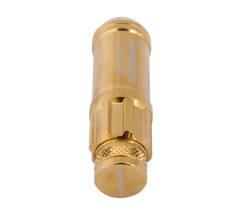NRG 700 Series M12 X 1.25 Steel Lug Nut w/Dust Cap Cover Set 21 Pc w/Locks & Socket - Chrome Gold - My Store