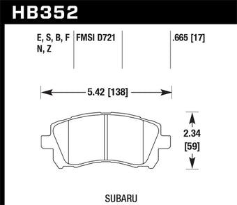 compare product Hawk 02-03 WRX / 98-01 Impreza / 97-02 Legacy 2.5L / 98-02 Forester 2.5L D721 Performance Ceramic St