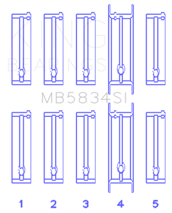 compare product King Engine Bearings Chevrolet 121Ci/Ln2 134Ci Housing Bore +.002 (Size +0.75mm) Main Bearing Set