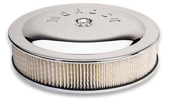 compare product Moroso Racing Air Cleaner - 14in x 3in Filter - Flat Bottom - Steel - Chrome Plated - 4500