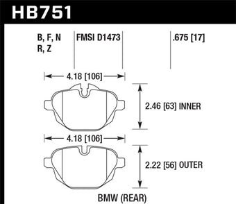 compare product Hawk 2015 BMW 428i Gran Coupe / 11-16 535i / 11-16 X3/X4 HPS 5.0 Rear Brake Pads