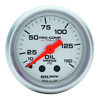 compare product Autometer Ultra-Lite 52mm 0-150 PSI Mechanical Oil Pressure Gauge