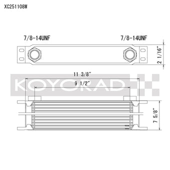 compare product Koyo 25 Row Oil Cooler 11.25in x 7.5in x 2in (AN-10 ORB provisions)
