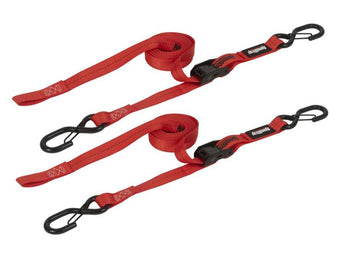 compare product SpeedStrap 1In x 10Ft CAM-Lock Tie Down w/ Snap FtSFt Hooks (2 Pack) - Red