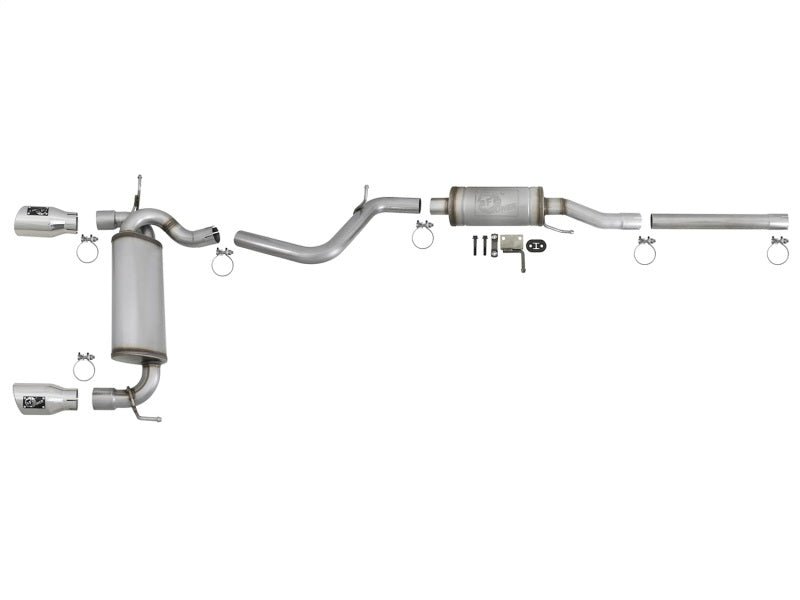 aFe Rebel Series 2.5in 409 SS Cat - Back Exhaust w/ Polished Tips 07+ Jeep Wrangler (JK) V6 3.6L/3.8L - My Store