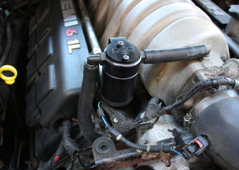 compare product J&L 05-10 Dodge Charger 6.1L Hemi Passenger Side Oil Separator 3.0 - Black Anodized