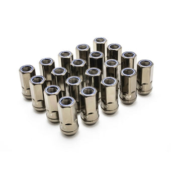 compare product Wheel Mate Muteki HR50 Open End Lug Nuts - Titanium Chrome w/ Blue Ring 14x1.50