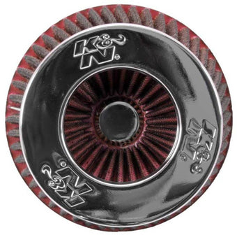 compare product K&N Universal Air Filter Chrome Round Tapered Red - 4in Flange ID x 1.125in Flange Length x 5.5in H
