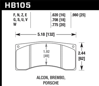 compare product Hawk DTC-80 Brembo/Alcon 16mm Race Brake Pads