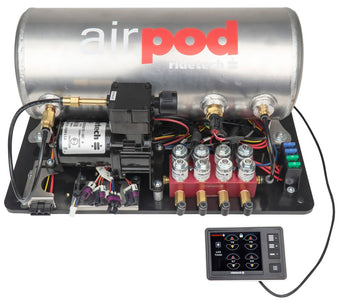 compare product Ridetech RidePro E5 Air Ride Suspension Control System 3 Gal Single Compressor AirPod 1/4in Valves
