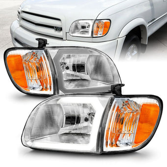 compare product ANZO 00-04 Toyota Tundra (Reg/Acc Cab Only) Crystal Headlights w/Lgt Bar Chrome w/Corner Lights 2pc