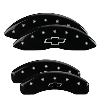 compare product MGP 4 Caliper Covers Engraved Front & Rear Bowtie Black finish silver ch