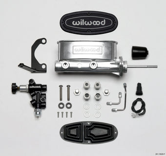 compare product Wilwood HV Tandem M/C Kit w L/H Bracket & Prop Valve - 15/16in Bore Ball Burnished-W/Pushrod