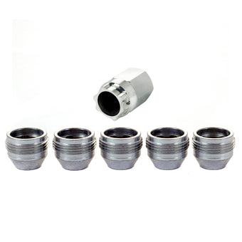 compare product McGard Wheel Lock Nut Set - 5pk. (Under Hub Cap / Cone Seat) M14X.5 / 22mm Hex / .893in. L. - Silver