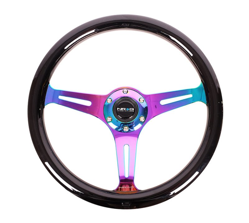 NRG Classic Wood Grain Steering Wheel (350mm) Black Paint Grip w/Neochrome 3 - Spoke Center - My Store