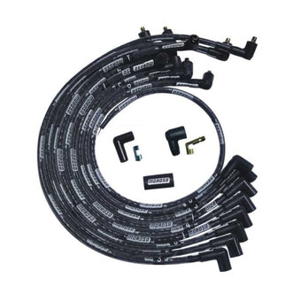 compare product Moroso SBC Over Valve Cover Sleeved 90 Deg Plug Non-HEI Ultra Spark Plug Wire Set - Black