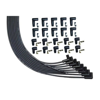compare product Moroso Universal V8 90 Deg Plug Unsleeved HEI & Non-HEI 90 Ultra Spark Plug Wire Set - Black