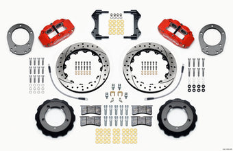 compare product Wilwood Narrow Superlite 4R Front Hat Kit 12.88in Drill Red 76-77 Ford Bronco Dana 44 w/Lines