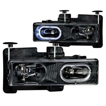 compare product ANZO 1988-1998 Chevrolet C1500 Crystal Headlights Black w/ Halo