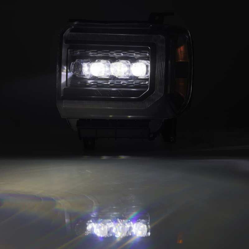 AlphaRex 14 - 18 GMC Sierra NOVA LED Proj Headlights Plank Style Black w/Activ Light/Seq Signal/DRL - My Store